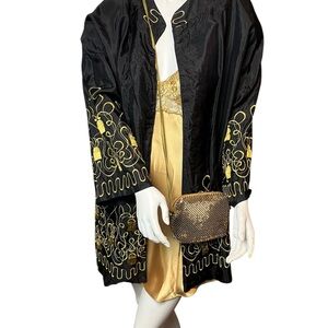 Vintage Fixsun Casual Black and gold embroidered jacket